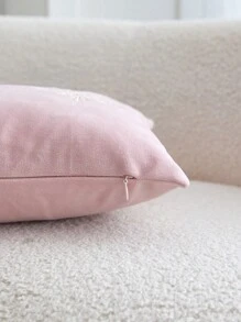 1pc Christmas Pink Snowflake Embroidered Decorative Pillowcase, Suitable For Indoor Decoration, Christmas Decor, Without Pillow Insert - Pink - View 8