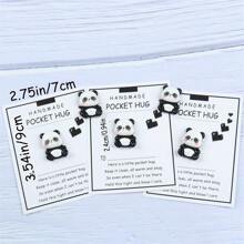 1PC Handmade Resin Panda Pocket Hug Encouragement Cards, Inspiring Charm Gifts For Friendship, Holidays, Back To School And Christmas