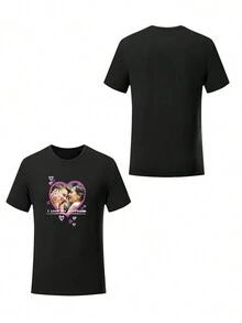 Camisetas personalizadas, uniformes de grupo para reuniones familiares, camisetas con estampados DIY para amigos/parejas/mascotas - Negro - Ver 3