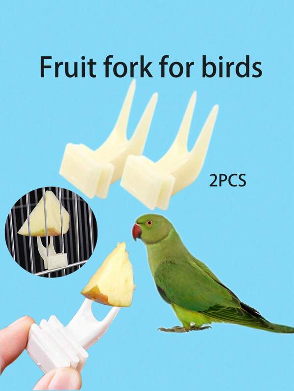 2pcs Bird Fruit Fork, Parrot Fruit Fork For Bird Cage, Pet Parrot Toy Accessories, Universal Bird Cage Fruit Fork