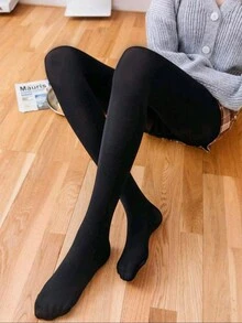 加绒加厚打底裤秋冬季保暖脚裤oversize连体裤纯色连体裤踩脚内搭外穿都可以 - 彩色 - 查看 1