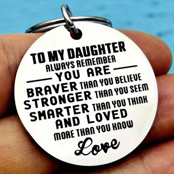 1pc To My Daughter Keychain Inspirational Sentence Key Chain Birthday Graduation Gift Car Accessories Bag Charm School Letter