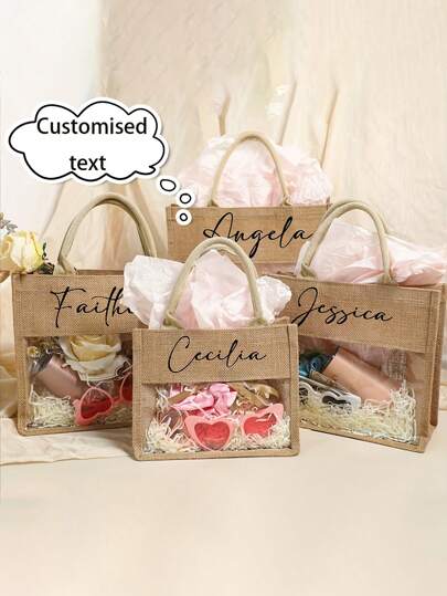 Sacola de Lona Personalizável, Sacola de Compras Impermeável, Bolsa de Armazenamento e Mala de Viagem de Linho. Adequada para Casamento, Aniversário, Praia e Férias, Perfeita para Madrinhas, Estudantes e Passeios à Praia, Portátil para Estudantes do Ensino Médio, Estudantes do Ensino Médio, Estudantes Universitários, Caloiros, Veteranos, Bolsas e Malas, Acessórios de Halloween 2025, Urban Chill