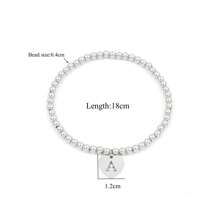 1 pièce Bracelet initial en forme de cœur en acier inoxydable, couleur argent, bracelet à perles pour femmes. Cadeau pour la Saint-Valentin, maman, mère, fête des mères