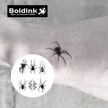 Boldink Non-Permanent Tattoo Technology, Black Spider Patterned Halloween Temporary Tattoo, Vivid And Realistic, Water-Resistant Long-Lasting 1-2 Weeks, Natural Matte Finish, Easy To Apply, Great Choice For Temporary Tattoos - Black - View 3