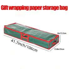 1 túi đựng đồ Giáng sinh, giấy cuộn PE, quà tặng lễ hội, túi đựng đồ lưu trữ bằng giấy có thể tiếp tục được sử dụng vào năm sau để đựng đồ trên bàn và dưới gầm giường, túi đựng đồ Giáng sinh - màu xanh lá - Xem 3