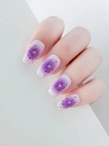 Tiebeauty 11 张自粘式 3D 银色法式尖头美甲贴纸 - 渐变彩虹美甲贴花、鲜艳粉色、蓝色、红色等，DIY 美甲配件，适合女性女孩 - 彩色 - 查看 9