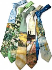 1 pièce de style décontracté, mignon, élégant et bohème. Blouse en polyester avec imprimé de peinture à l'huile, convient pour les fêtes, les affaires et le port quotidien, toutes saisons
