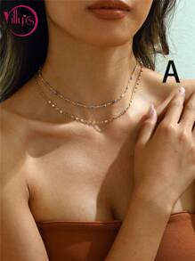 2 Stücke Natürstein Edelstahl Ketten Halsketten Set, minimalistischer Choker, Schmuck, für den täglichen Gebrauch, Dates, Urlaub, Party, Strandmode, Geschenk für sie