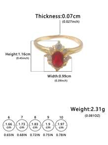 1pc Fashion Versatile S925 Sterling Silver Red Zirconia Sunflower Vintage Zirconia Ring, Suitable For Women Daily Wear, Festival Party Jewelry Gift Valentines - Gold - View 7