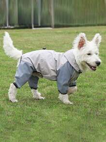 1 件宠物雨衣，狗狗四季通用雨衣，宠物连帽连体衣，狗狗防水衣服 - 灰色 - 查看 8