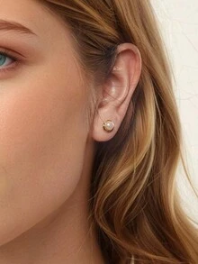 WOSTU 1 cặp bông tai ngọc trai tự nhiên mạ vàng 925 bạc Sterling tối giản và thời trang cho phụ nữ món quà trang sức tinh xảo phù hợp để đeo hàng ngày, dự tiệc - Vàng - Xem 9