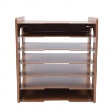 CNCEST Holz Briefablage Ablagefächer Holz Dokumentenhalter Holz Dokumentenablage Holz Ablagesystem für Schreibtisch Büro Briefablage Papierablage Dokumente Organizer - Natürliche Holzfarbe - Übersicht 4