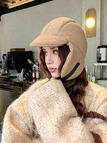 1 件女式冬季纯色防风护耳飞行员帽，温暖，休闲，优雅，复古，街头服饰，多功能，适合户外、散步、滑雪、骑自行车、旅行、派对、日常使用 - MM1588 - 查看 9