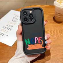 趣味猫咪图案哑光硅胶手机壳 适用于 iPhone 15/13/14 Pro Max/12/11 - 黑色 - 查看 2