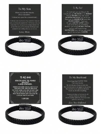 1PC Christmas Gift For Dad Son Boyfriend Man Husband, Valentine's Day Gifts For Husband Boyfriend Man, Birthday Gifts For Dad Son Boyfriend Man Husband, To My Dad Son Boyfriend Man Husband Gift Bracelets, Knot Bracelets Jewelry For Him With Gift Card