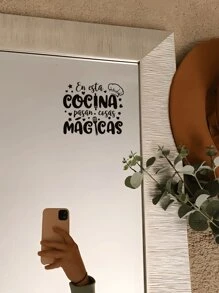 1 pieza Adhesivo de pared con cita en español "Magia de la cocina" Decoración de pared para sala de estar, dormitorio, vinilo - Multicolor - Ver 15