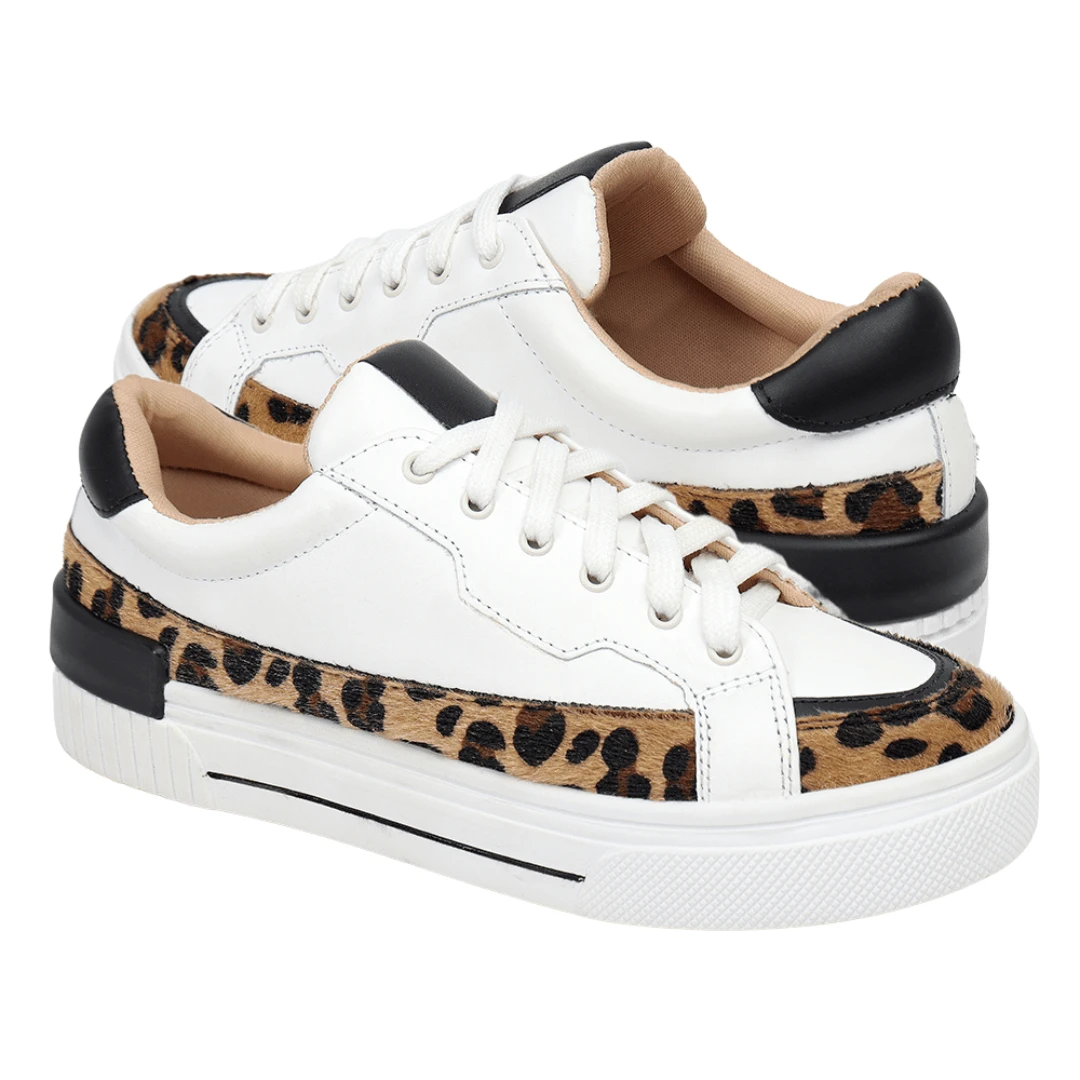 Women's Casual Sneakers Genuine Leather Flatform Sole - trắng - Xem 1