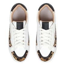 Women's Casual Sneakers Genuine Leather Flatform Sole - trắng - Xem 4
