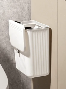 1pc Hanging Trash Bin, Small Garbage Can With Lid Suitable For Kitchen Cabinet Door Or Sink, Bathroom Trash Can With Lid, Food Waste Bin, Compost Bin, Back Hanging Hook Style ﻿