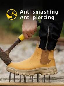 Tough Work Boots Fashionable Waterproof Microfiber Steel Toe Men's Heavy Industry Safety Shoes - Yellow - View 9