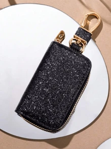 1 件汽车钥匙包制服汽车钥匙收纳袋创意皮革钥匙扣闪亮汽车钥匙保护器安全拉链封口保护器时尚腰包汽车钥匙保护器男女通用汽车钥匙包创意星空皮革钥匙扣女士迷你钱包 - 彩色 - 查看 8