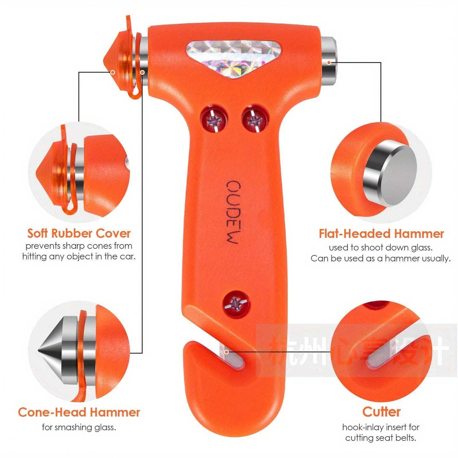 Car Safety Hammer Window Breaker, Emergency Escape Tool With Seat Belt