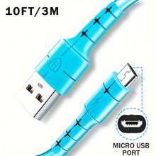 适用于 X Box One 控制器的超长 10 英尺 PS4 充电器线、PS4 充电线、适用于 X Box One S/X Slim E Lite 控制器的 Micro USB 线、Playstation 4 游戏、Dualshock 4 控制器数据同步线，适用于三星 Galaxy S7/S6 和 Edge、Note 6/5、Kindle - 彩色 - 查看 1