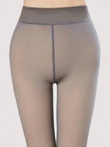 1 件装不透明冬季保暖厚袜子和打底裤 200g 冬季加厚保暖灰色连裤袜，半透明女士丝袜，高腰收腹提臀，高弹底袜 - 彩色 - 查看 3