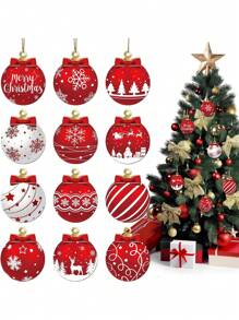 12PCS Christmas Ornaments - Wooden Candy Cane, Lollipop Hanging Decorations For Christmas Tree, Holiday Home, Party, Cafe, Supermarket Decor,Winter Wonderland Holiday New Year Xmas Tree,Holiday Supplies, Home Decorations, Room Decorations, Holiday Decorations, Christmas Tree Decorations, Indoor And Outdoor Home Furnishings-(Note: 1pc Does Not Include Rope) - Red - View 4