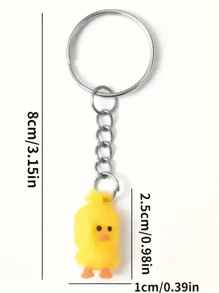 10 piezas Llavero de pato amarillo de dibujos animados, adecuado para llaveros DIY y decoración de bolsos, accesorios de coche, encantos de bolso, mochila para la escuela, gótico lindo Y2k - Amarillo - Ver 3