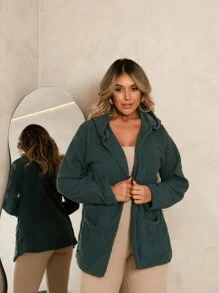 WOMEN'S WINTER COAT. WARM, FURRY - Teal Blue - View 3