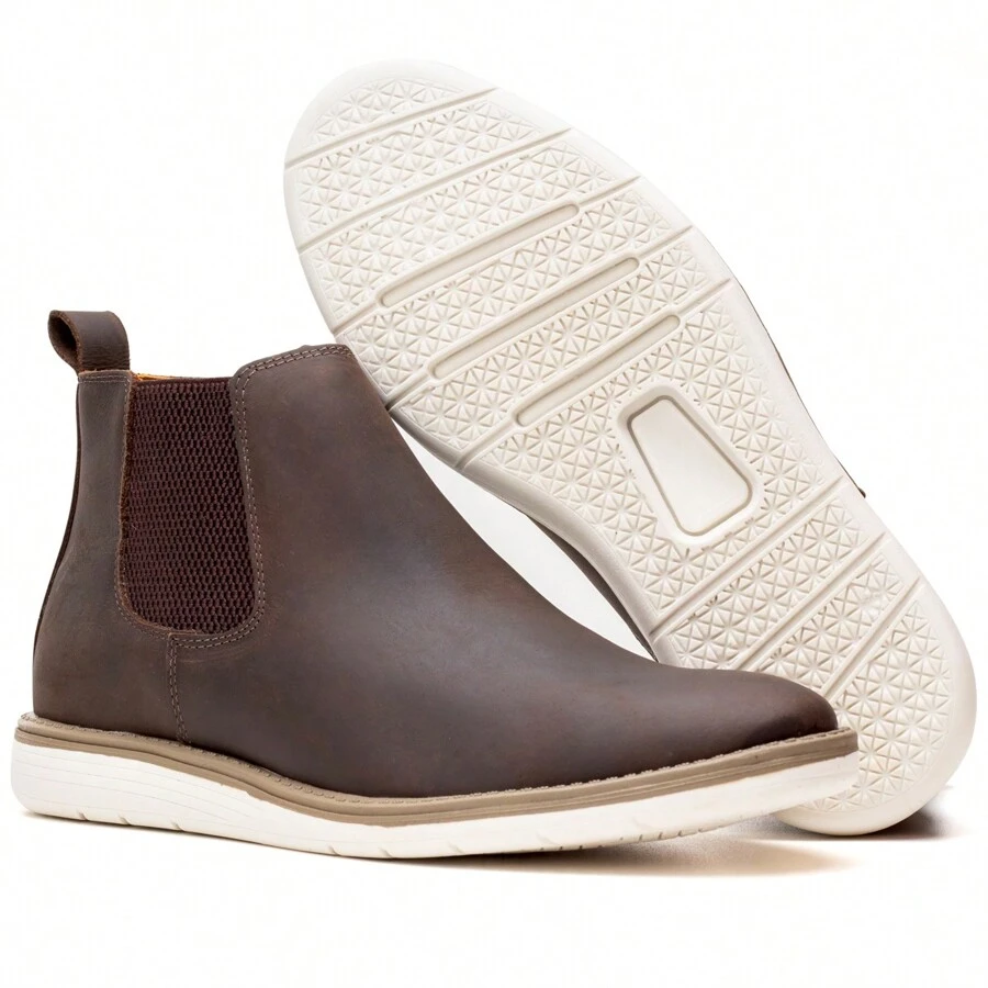 Sneker White Sole Sport Dress Boot Made Of Premium Quality Leather - 咖啡棕 - 查看 1