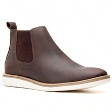 Sneker White Sole Sport Dress Boot Made Of Premium Quality Leather - 咖啡棕 - 查看 3