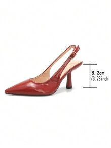 OMS Scarpe con tacco alto, moda europea e americana, nuovo design semplice, punta affusolata, tomaia bassa, marrone con tacco sottile, scarpe da donna con tacco alto e retro aperto