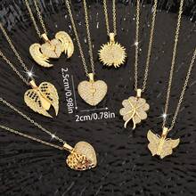 可定制照片、图像、姓名、字母项链 铜锆石雕刻锁骨项链 适合圣诞节、情人节、日常佩戴、送给朋友、母亲的礼物，配有精美礼品盒 - 花朵向日葵項鍊 - 查看 3