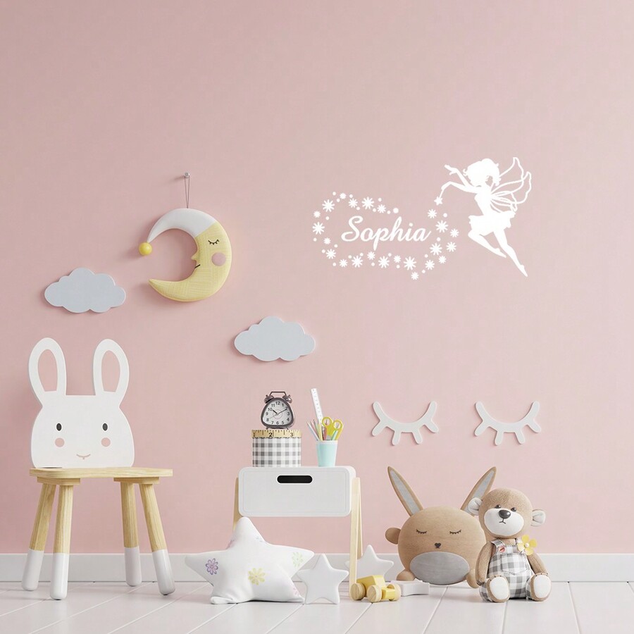 1PC Fairy Tale Fairy Magic Custom Name Removable Wall Sticker For