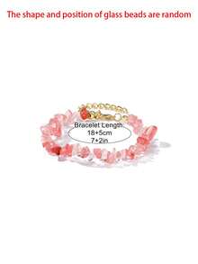 1 chiếc vòng tay hạt co giãn Unakite tự nhiên Chip, vòng tay hạt thủy tinh dành cho phụ nữ - Nhiều màu - Xem 12