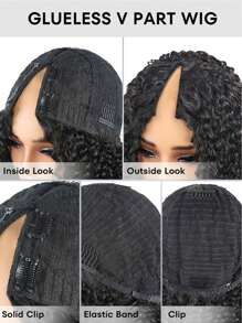 Loose Curly V Part Wig Human Hair  Glueless No Leave Out Upgrade V Part Human Hair Wigs For Black Women Curly Brazilian Virgin Human Hair U Part Wig V Shape No Sew In No Glue 250 Density Natural Color - Natural Black - Xem 10