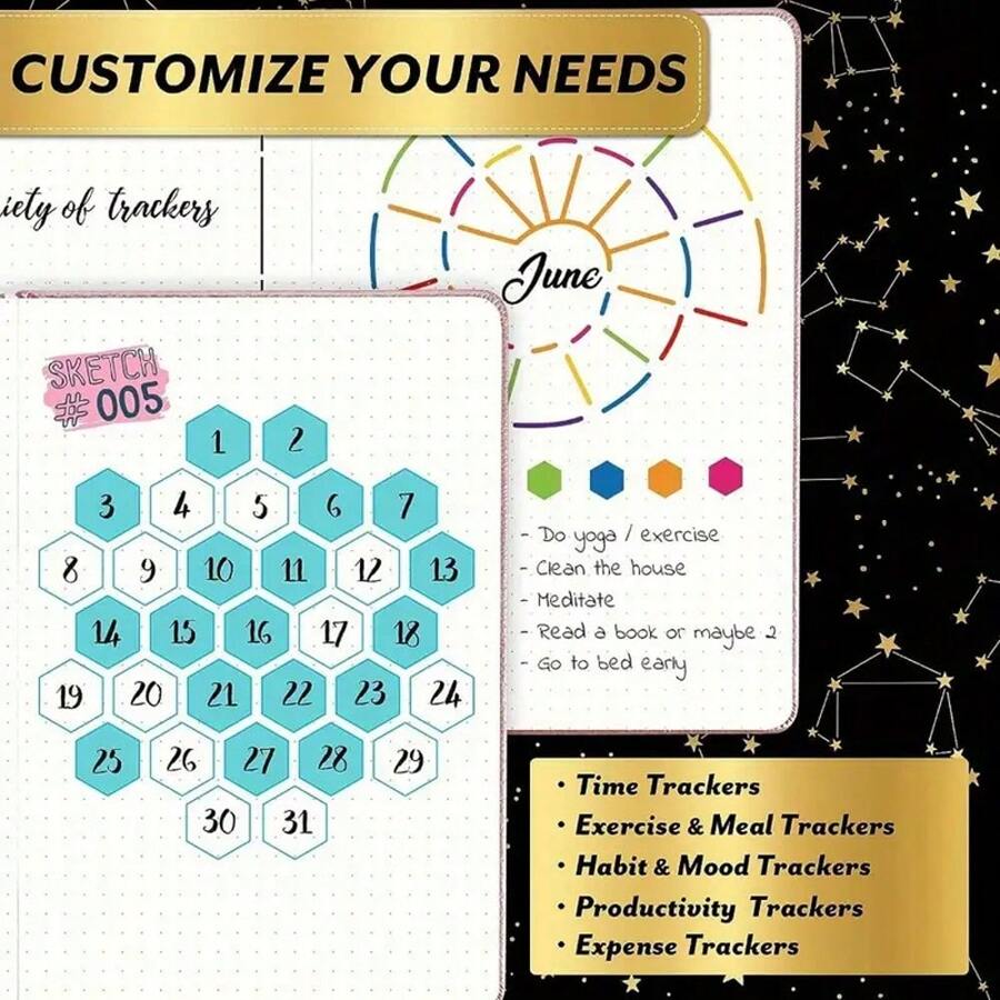 12pcs Dotted Journal Template Kit, Bullet Journal Supplies/Accessories