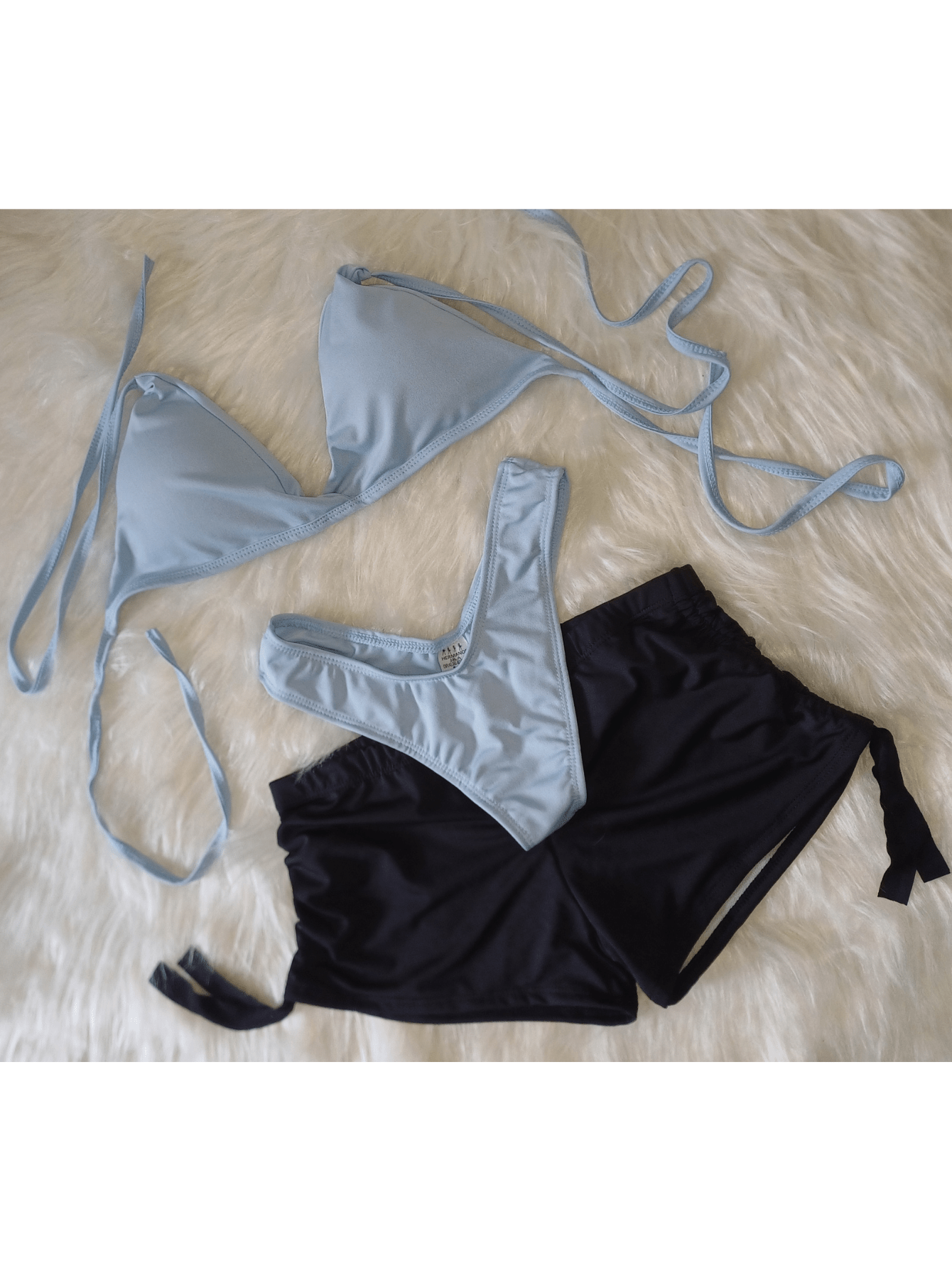 Conjunto Biquíni com Shortinho Sunkini Forrado três Peças Praia Piscina