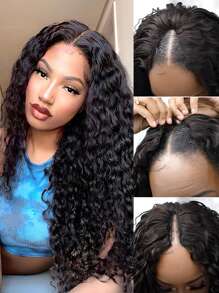 Loose Curly V Part Wig Human Hair  Glueless No Leave Out Upgrade V Part Human Hair Wigs For Black Women Curly Brazilian Virgin Human Hair U Part Wig V Shape No Sew In No Glue 250 Density Natural Color - Natural Black - Xem 2
