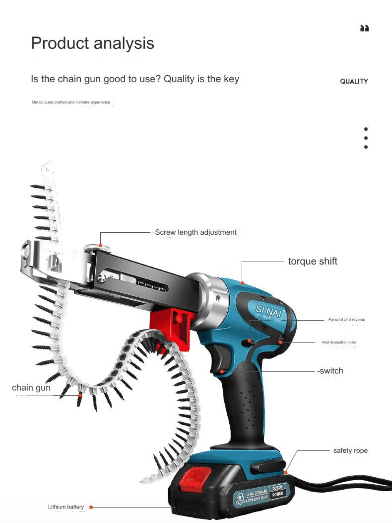 Adaptador de pistola clavadora automática para cadena, kit de
