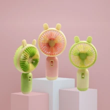 Mini Portable Handheld Fan - Pastel Colors With Base And 3 Speeds - Màu tím - Xem 5
