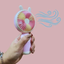 Mini Portable Handheld Fan - Pastel Colors With Base And 3 Speeds - Màu tím - Xem 2