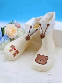 1 Pair Cute Cartoon Bear Kids Boys Girls Children's Rainboots, With Elastic Drawstring, Waterproof Fabric, Anti-Slip, Lightweight & Comfortable, Suitable For Outdoor Activities And School Events In Rainy Weather