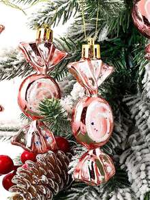 6 món/bộ đồ trang trí kẹo dẹt mạ điện nhiều màu sắc cho Giáng sinh, mặt dây chuyền cây thông Noel, đồ trang trí phòng khách, quà tặng tốt nhất - Nhiều màu - Xem 3