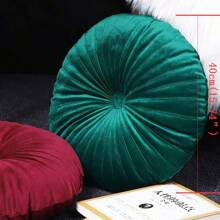 1 件南瓜车轮圆形填充刺绣天鹅绒波西米亚风家居装饰靠垫抱枕适用于沙发床地板 - 墨綠色 - 查看 2