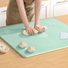 1pc Silicone Baking Mat, Pastry Kneading Rolling Mat, Non-Stick Cooking Mat For Crepes, Pizza Dough, Baking - Multicolor - View 8