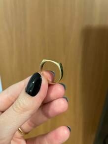 Gold Square Ring Flat Stainless Steel Antiallergic Unisex Female Male Thin Ring - 金色 - 查看 5
